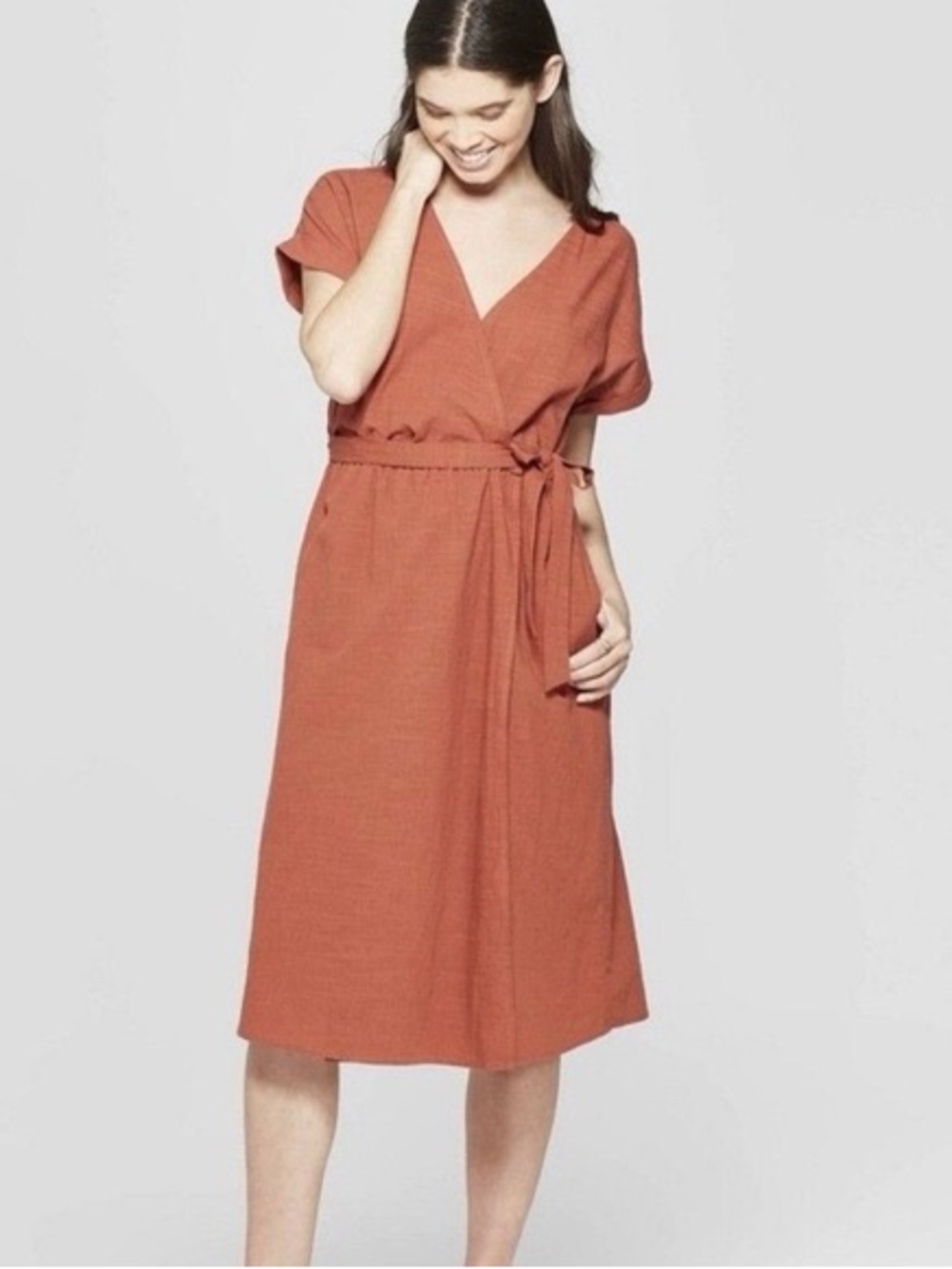 Universal Thread Rust Wrap Midi Dress